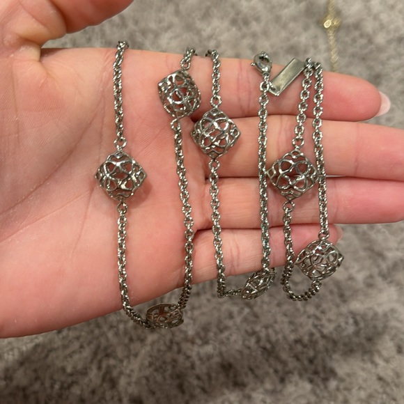 Kendra Scott logo Gold and silver layering necklace and matching earrings - Picture 3 of 4